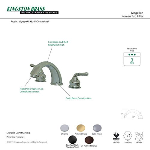 Kingston Brass KB362 Magellan Roman Tub Faucet, Polished Brass A273