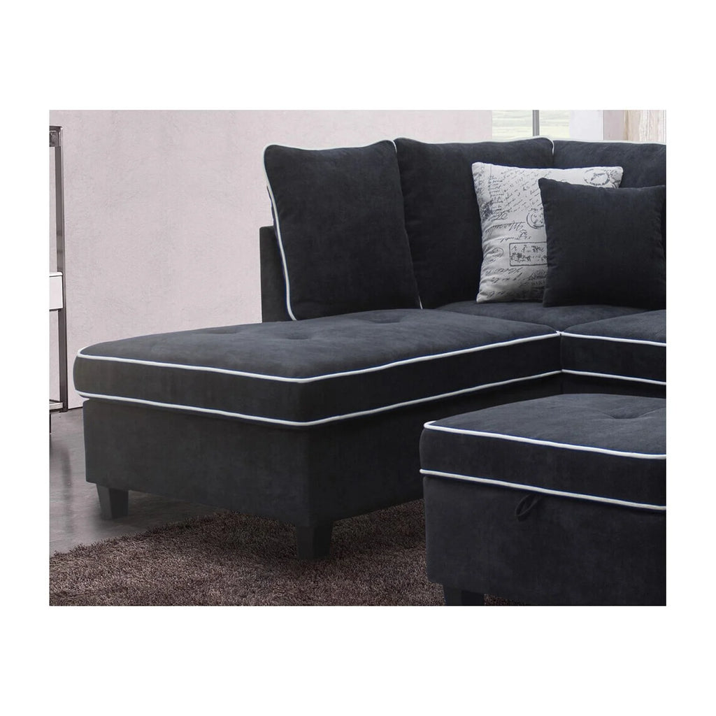Blissful Nights Country Cottage Fabric Sectional Sofa with Left-Facing Chaise V655