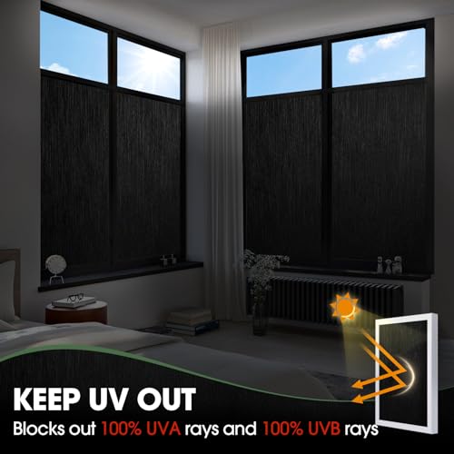 Coavas Blackout Window Privacy Film Anti UV Static Cling Removable (45.2 x 314.9 Inches) W9263