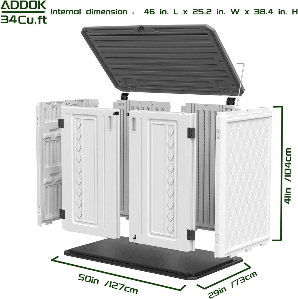 ADDOK Outdoor Horizontal Storage Cabinet Waterproof Lockable White Y138