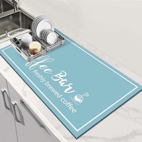 Dish Drying Mat 16"x24" Absorbent Linen Coffee Bar Mat R134