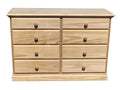 Wide Wooden Drawer Dresser Solid Pine Unfinished Chest of Drawers Fully Assembled