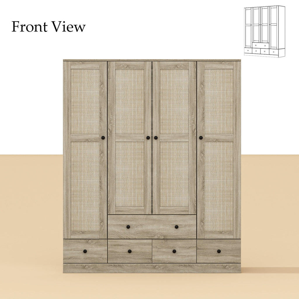 White Wood Freestanding Wardrobe Cabinet 59"W K733