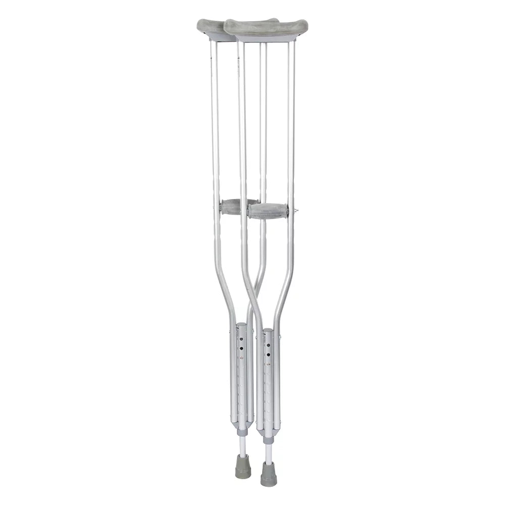 BodyMed Lightweight Aluminum Crutches Pair, Adult, Medium, 5' 2"–5' 10" – Height Adjustable Crutches – Includes Padded Underarm Cushions, Hand Grips, & Rubber Tips