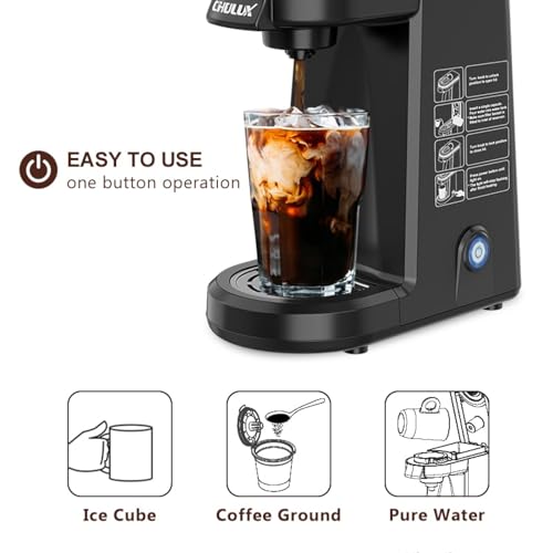 CHULUX Single Serve Coffee Maker for K Cup & Ground Coffee, Red G86426