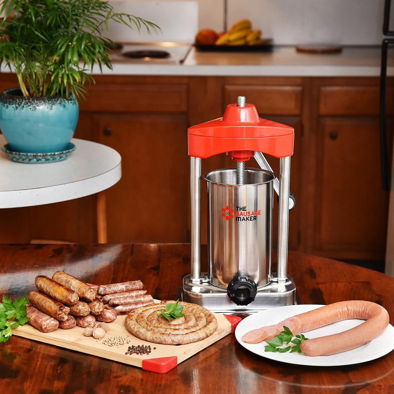 5 lb. Heavy Duty Vertical Sausage Stuffer with Metal Gears and Stuffing Tubes L544444