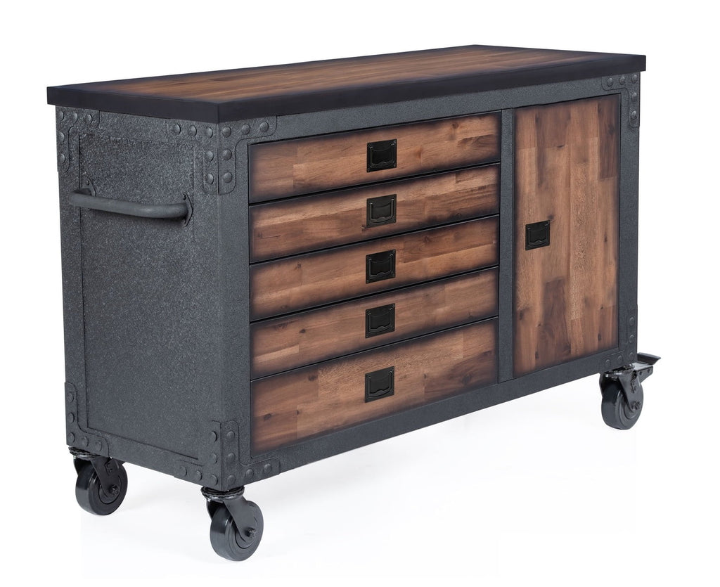 DuraMax 48 in. 5-Drawer Rolling Tool Chest with Wood Top C628334