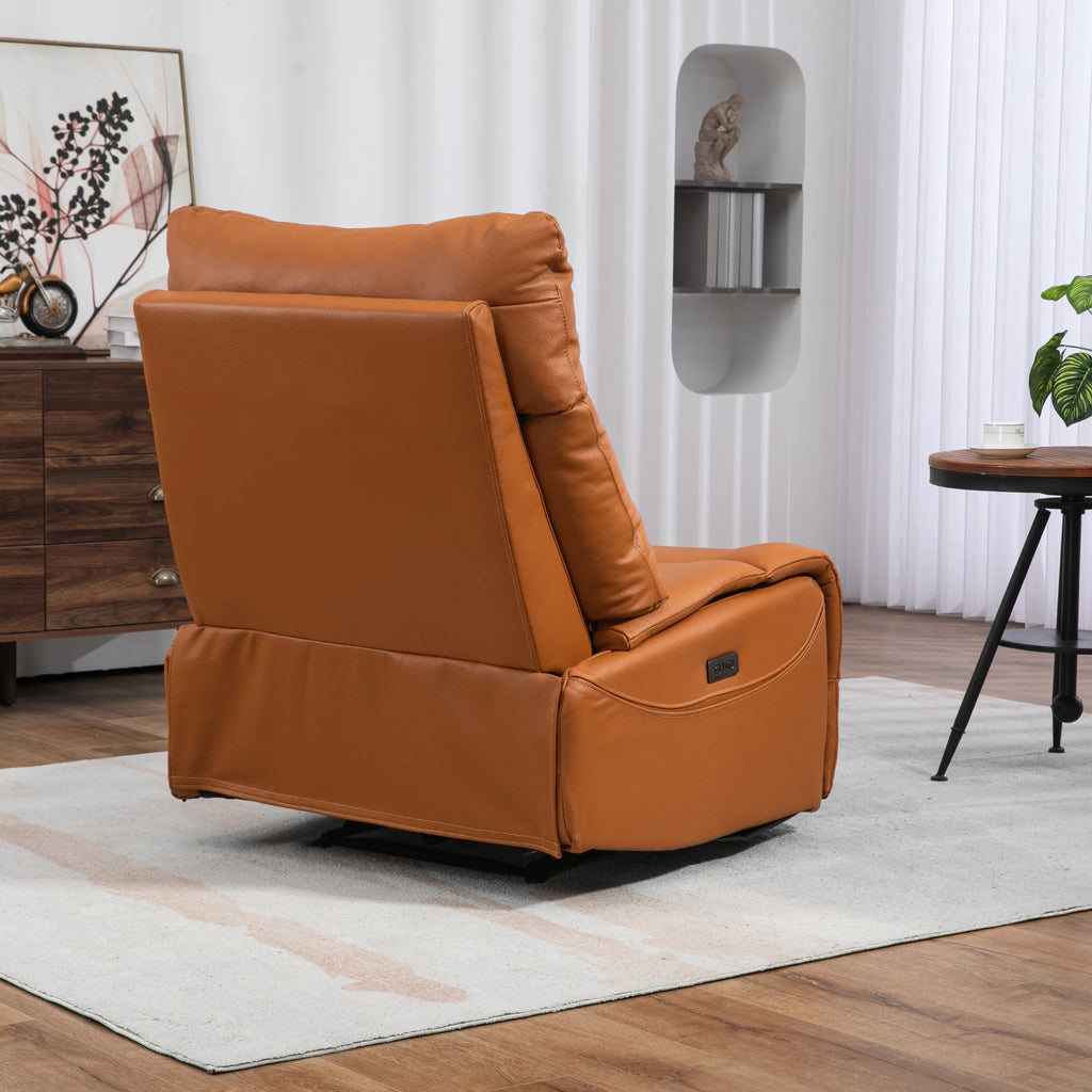 JUUXO Genuine Leather Power Recliner Extra Wide No Armrests 350 lbs I40598