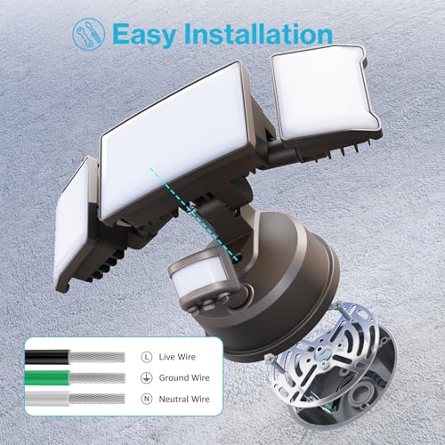 Olafus 65W Motion Sensor Outdoor LED Security Light, 2 Pack, 6000LM, Black N8841