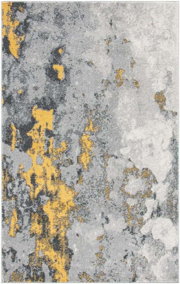 SAFAVIEH Adirondack Collection Area Rug - 5'1" x 7'6", Grey & Yellow, Modern Abstract H127074