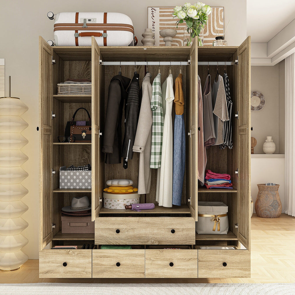 White Wood Freestanding Wardrobe Cabinet 59"W K733