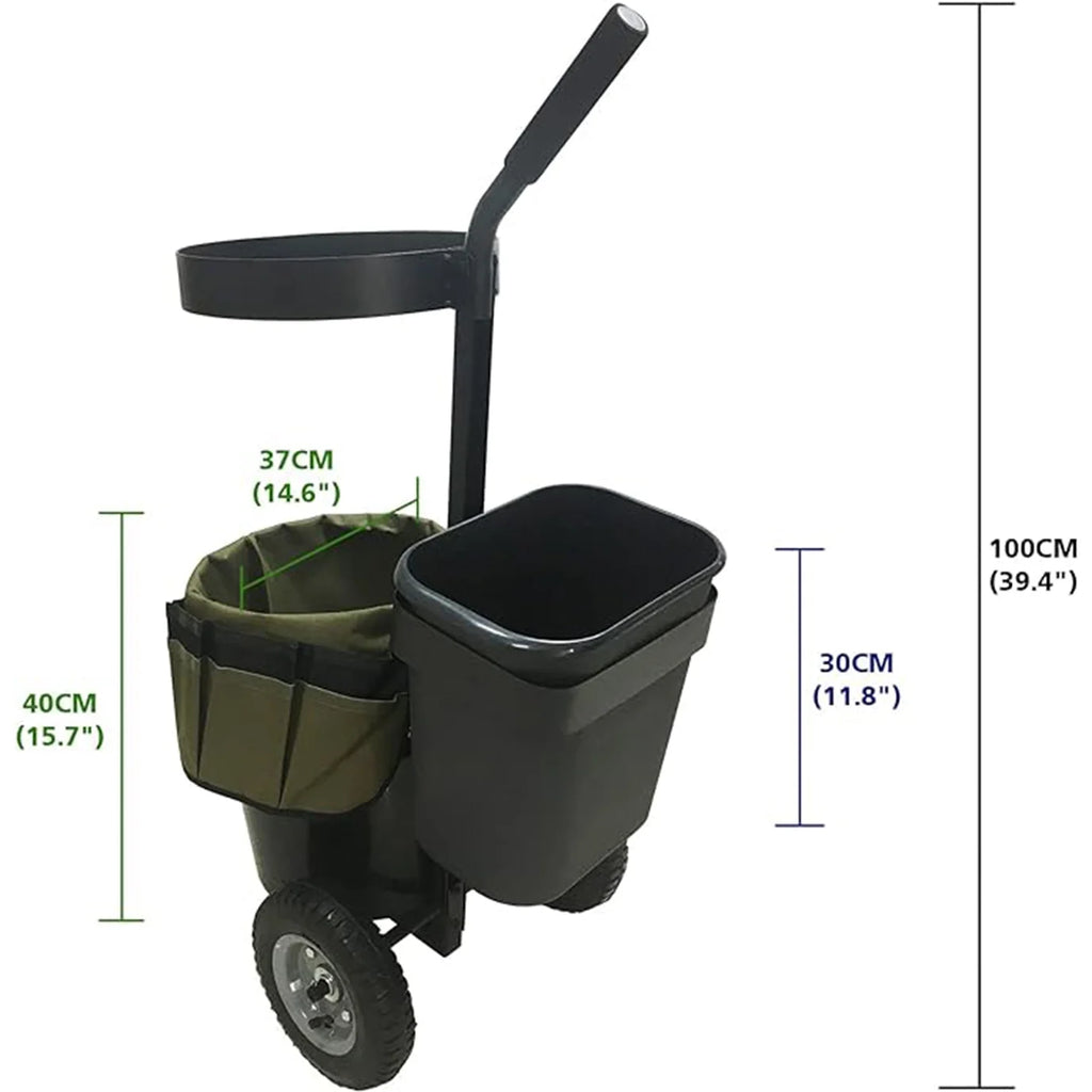 Heavy Duty Garden Cart Rolling Lawn Trolley with 5 Gallon Bucket Bag S50037