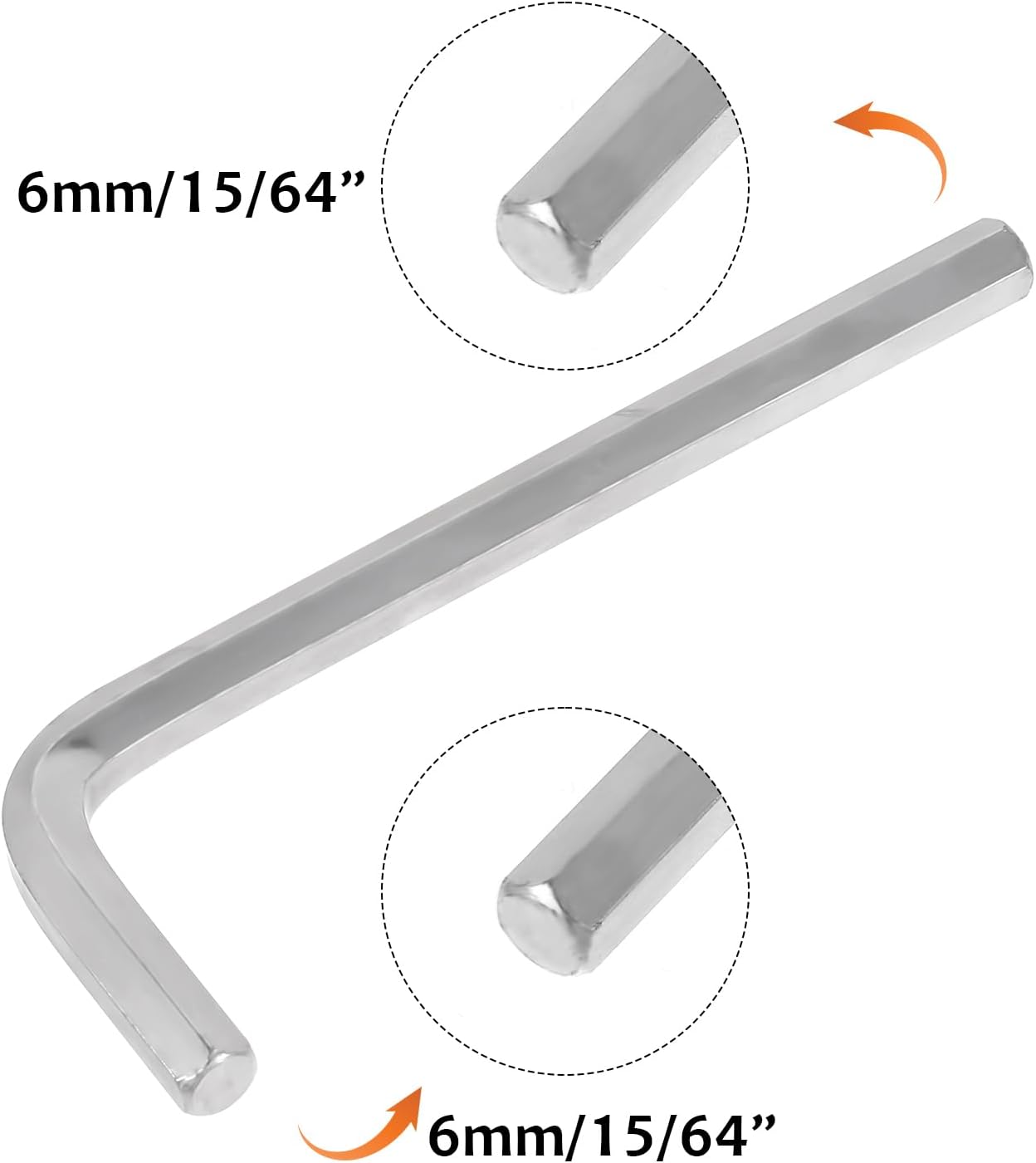 8pcs Hex Key Set Silver Allen Wrench 1.5-6 mm L Shape Portable Repair Tool T100