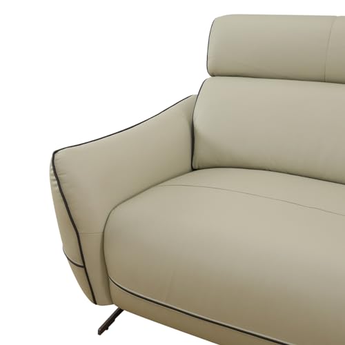 Beige Top Grain Leather and PVC 3-Piece Recliner Sofa Set V91018