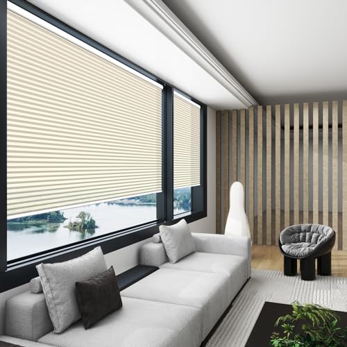 Cellular Shades Cordless Light Filtering Honeycomb Blinds for Windows, White B81780
