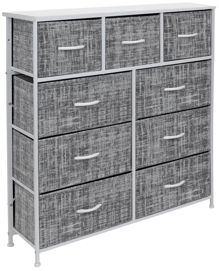 Sorbus Dresser with 9 Drawers, Steel Frame, Wood Top C7582