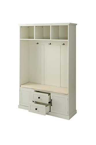 Hall Tree Coat Hanger with Storage Bench, Beige G7700