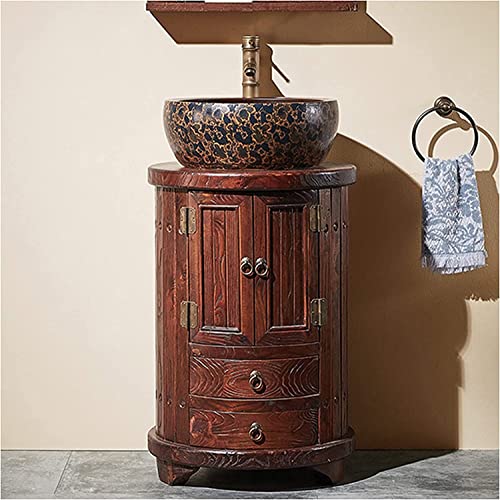 Freestanding Pedestal Sink Retro Bathroom Vanity Cabinet Set T30700