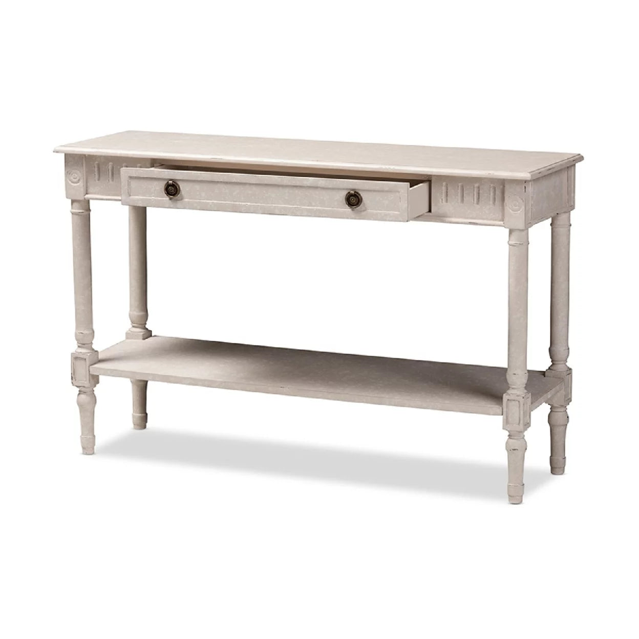 Baxton Studio Ariella Whitewashed 1-Drawer Console Table C7580