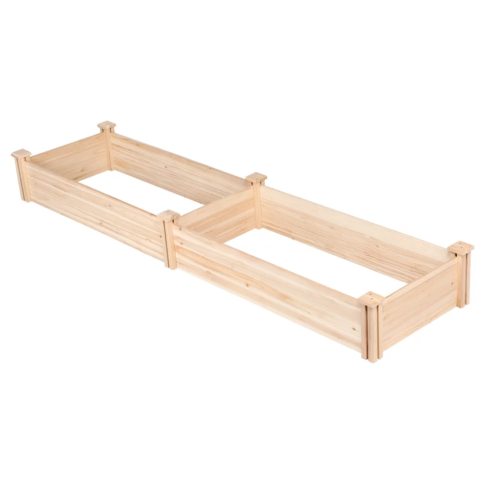 Easyfashion Wooden Raised Garden Bed, 96.7 x 24.6 x 10.6 inch, Natural Wood H225