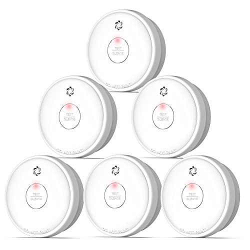 Fire Alarms Smoke Detectors, Smoke Alarm Battery Operated, 10-Year Product Life, Fire Alarm with Test Button & Low Battery Signal, Photoelectric Technology Fire Detectors for Bedroom and Home