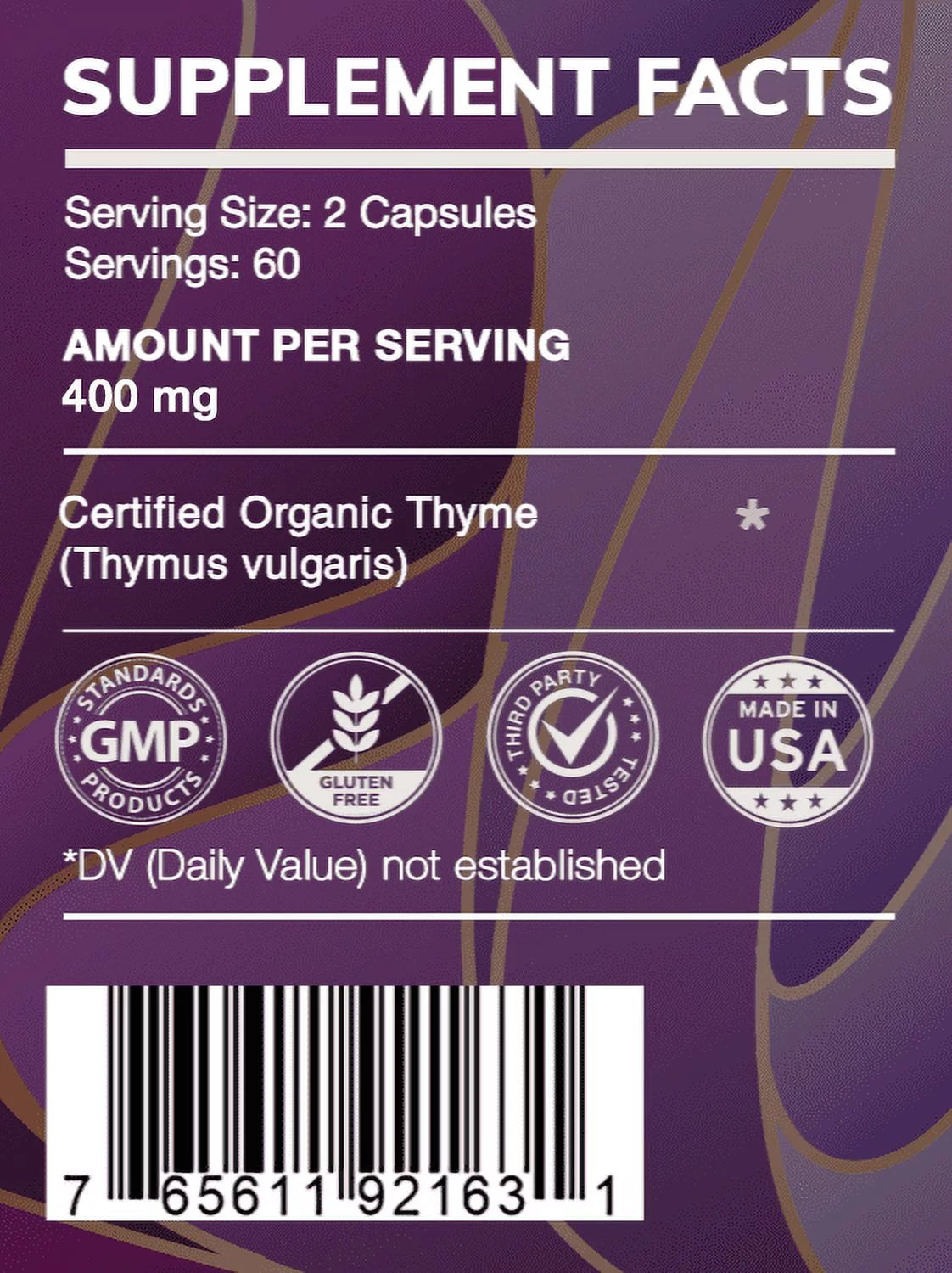 Earth's Love Thyme 120 Capsules, 400 mg, Organic Dried Leaf E160563