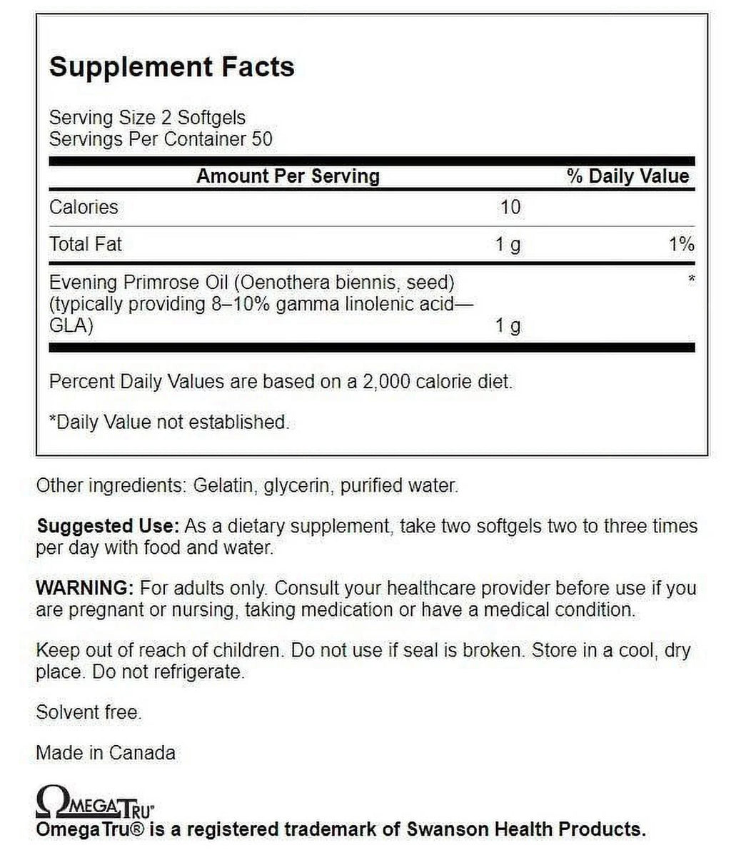 Swanson Evening Primrose Oil 500 mg Softgels, 2 Pack O28385