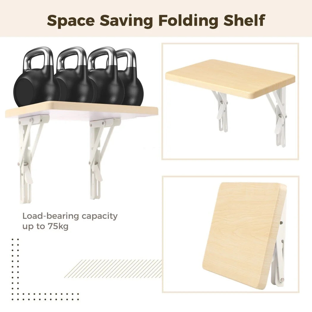 Heavy Duty Folding Shelf with Bracket, Wall Mounted Wooden Table I835336