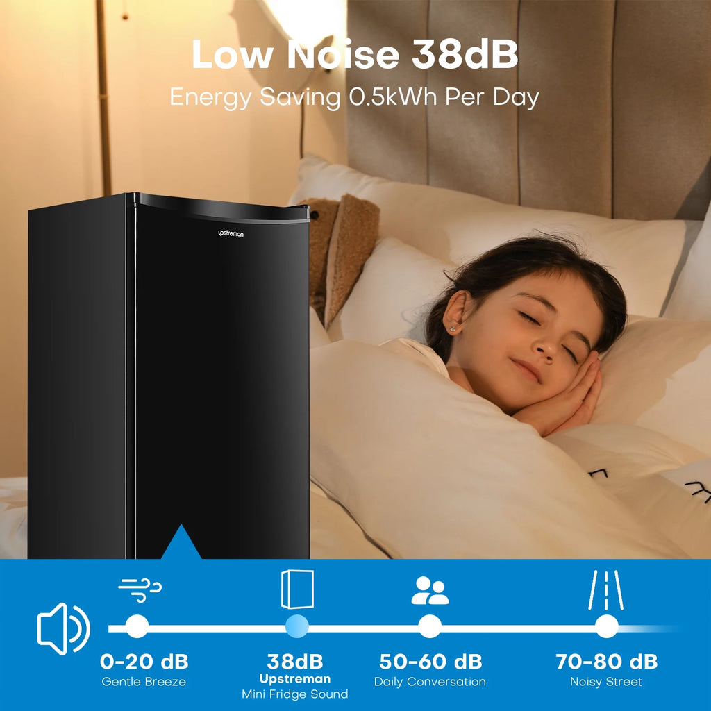 Upstreman 1.7 Cu.ft Mini Fridge with Freezer, Single Door, Black R28635