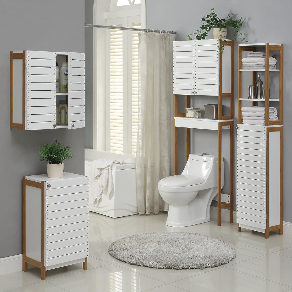 3 Shelf Over The Toilet Bamboo Cabinet in White B5928