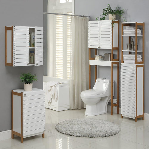3 Shelf Over The Toilet Bamboo Cabinet in White B5928