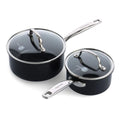 GreenPan Chatham Black Prime Midnight Hard Anodized Healthy Ceramic Nonstick, 3QT Saucepan Pot with Lid, PFAS-Free, Dishwasher Safe, Oven Safe, Black