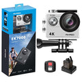 AKASO EK7000 4K30FPS 20MP WiFi Action Camera with EIS Ultra HD Underwater Camera 131FT Waterproof Camera Remote Control 4X Zoom Support External Microphone Silver