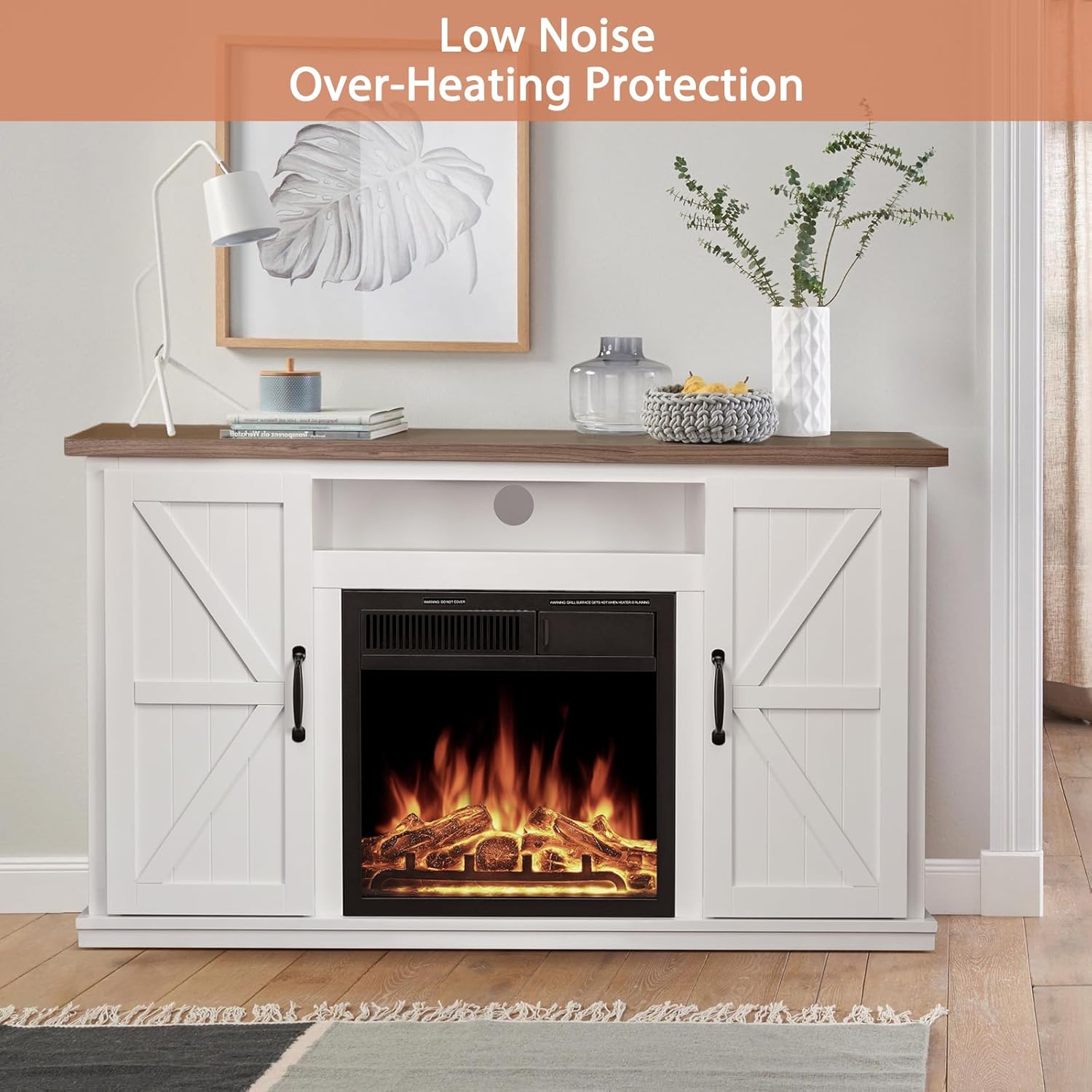 Xbeauty 47" Fireplace Mantel TV Stand with Infrared Heater and Remote Control T4858