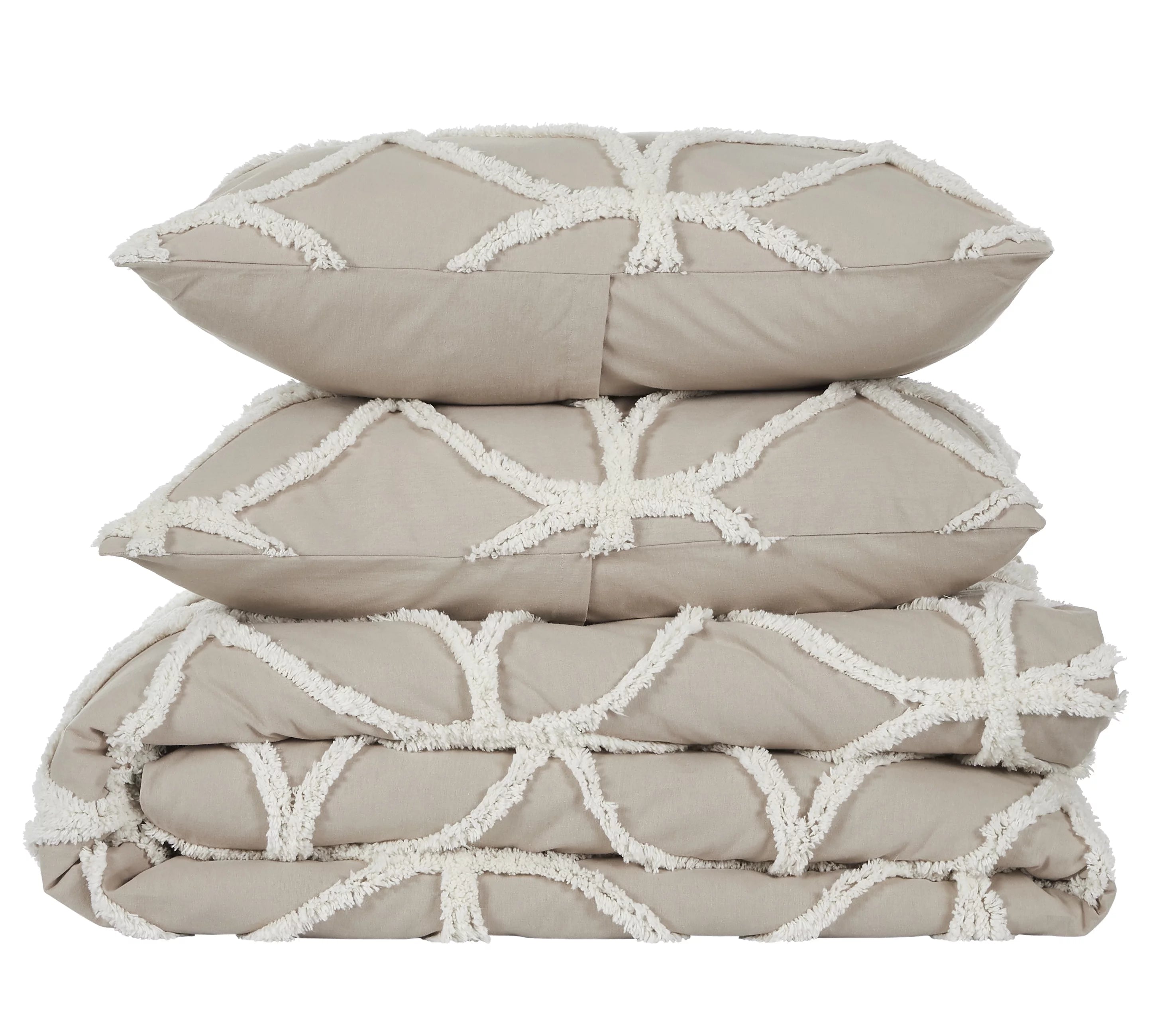 Better Trends Two Tone Cotton Tufted Chenille Comforter Set Q971516