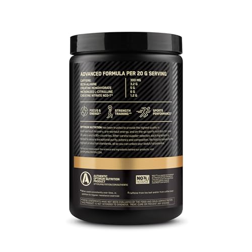 Optimum Nutrition Gold Standard Pre Workout Advanced, Berry Blast, 20 Servings G626