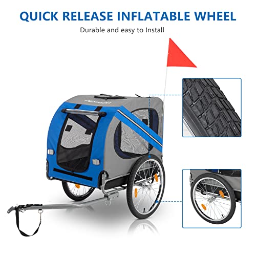 PEXMOR Dog Bike Trailer, Folding Pet Cart for Bicycle with Universal Hitch I159