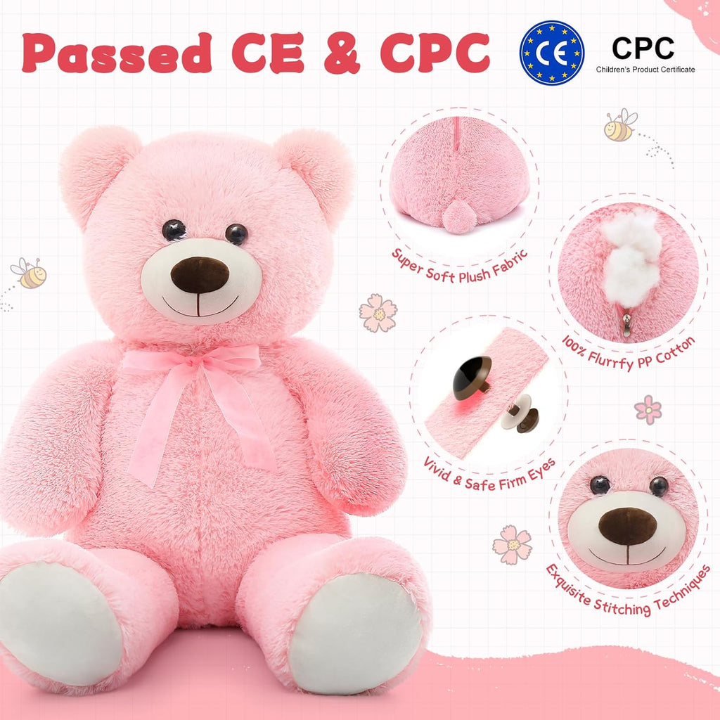 MorisMos 2-Pack Giant Teddy Bear Stuffed Animals, 35.4" Pink & White Plush Toy I424