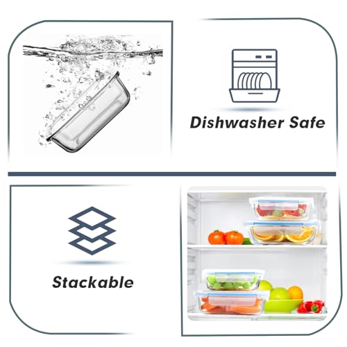 10 Pack Glass Food Storage Containers with Lids K5530