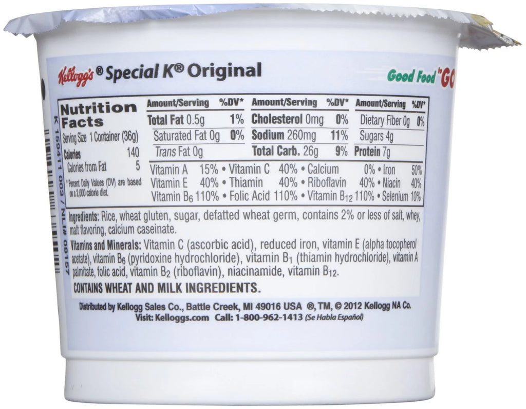 Kellogg's Special K Cereal-In-A-Cup, 1.25 oz, 6 ct Y76537