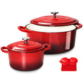 6QT Enamel Cast Iron Dutch Oven with Loop Handles, Covered Dutch Oven, Enamel Stockpot with Lid, Blue