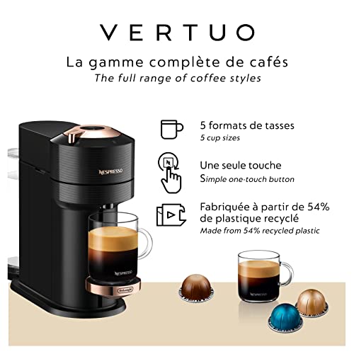 Nespresso Vertuo Next Coffee and Espresso Machine by De'Longhi, Black with Rose Gold M7869