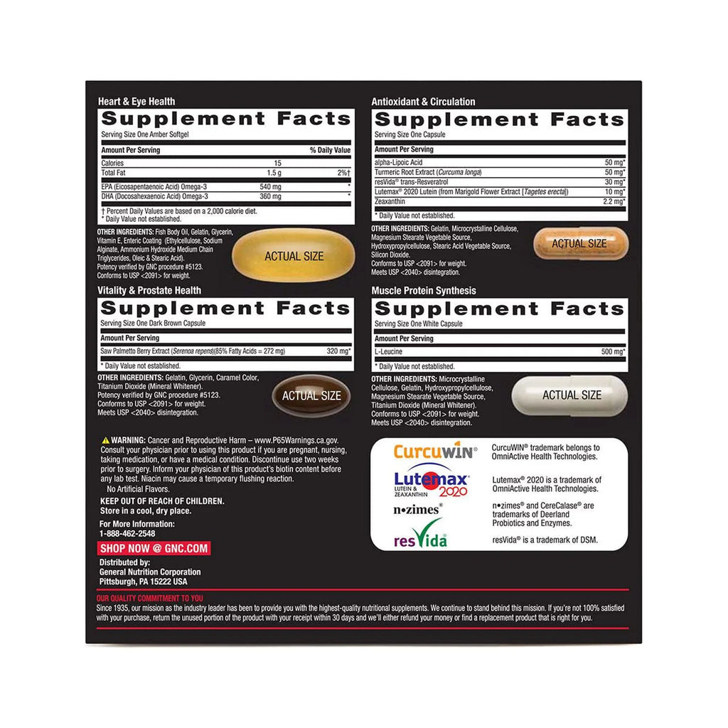 GNC Mega Men Whole Body Vitapak, 30 Packs B174