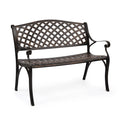 VINGLI 40.5" Patio Garden Bench,Anti- Rust Cast Iron Cast Aluminum Frame for Outdoor Path Yard Lawn Work Entryway Decor Deck, Bronze