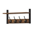 Wood Coat Rack with 16 Hooks, Set of 4, Wall Mounted Hall Entryway Organizer for Living Room, Bedroom, Entryway, Bathroom, Rustic Brown