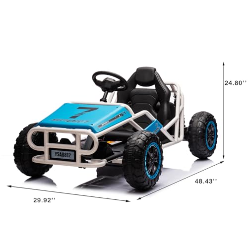 24V Electric Go Kart for Kids Ages 6-12, 2x200W Motors, Blue M4239