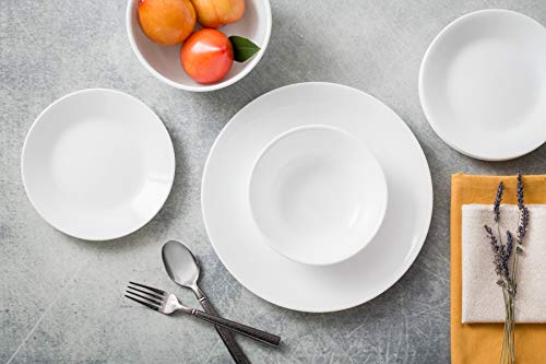 Corelle Vitrelle 18-Piece Dinnerware Set for 6, Winter Frost White, Chip Resistant H6270
