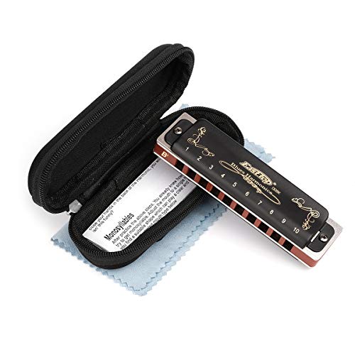 Easttop Professional Harmonica Key of G 10 Hole with Case & Cleaning Cloth N192