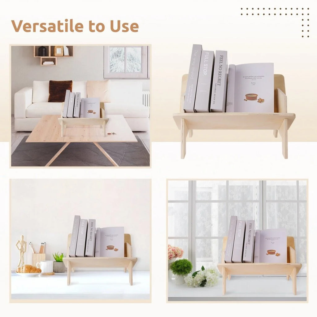 Wooden Desktop Bookshelf Tilted Bookcase Display Organizer Z875346