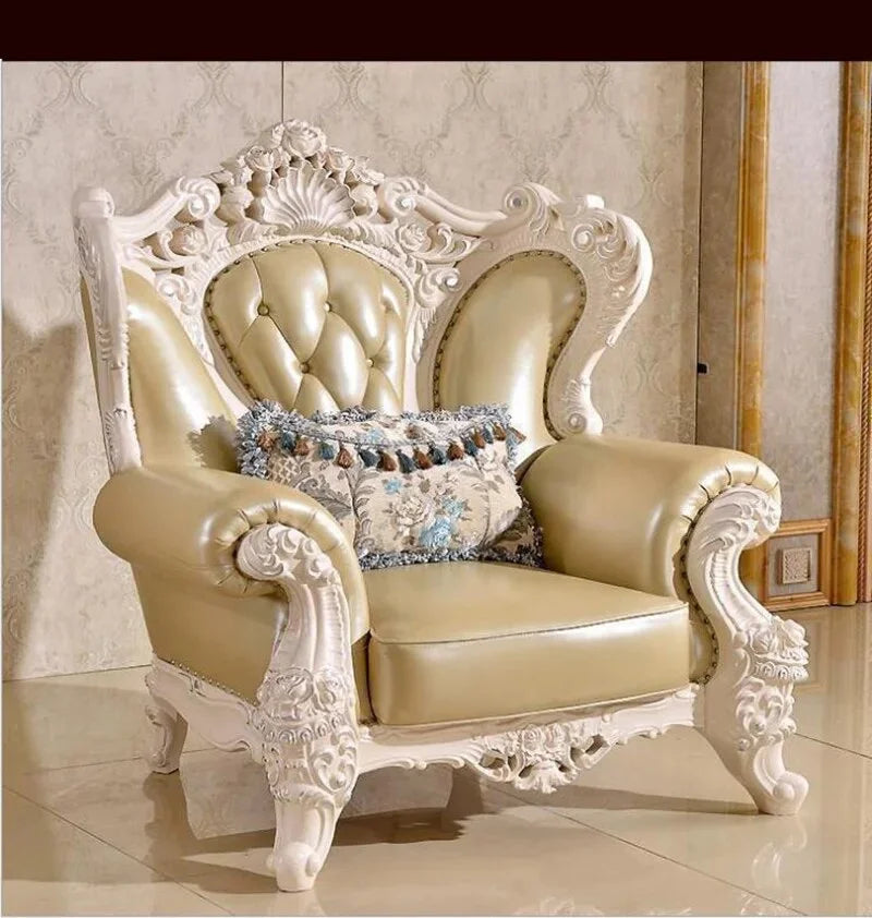 European antique living room sofa set genuine leather Y195532